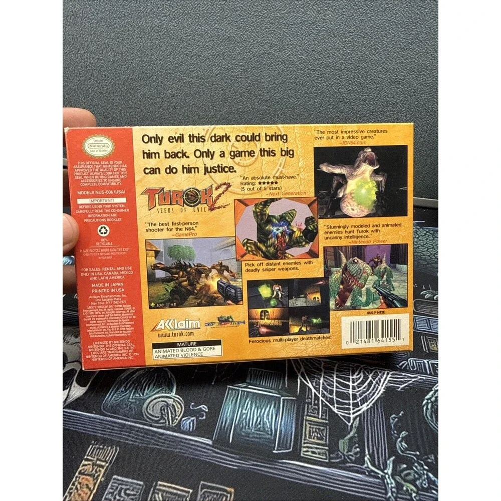 Turok 2: Seeds of Evil. CIB Complete N64 Nintendo 64. Tested Authentic Very Good